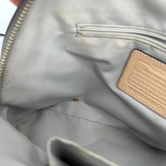 COACH Gray Metallic Peyton Saffiano Leather Domed Satchel Shoulder Handbag Purse - Picture 13 of 13